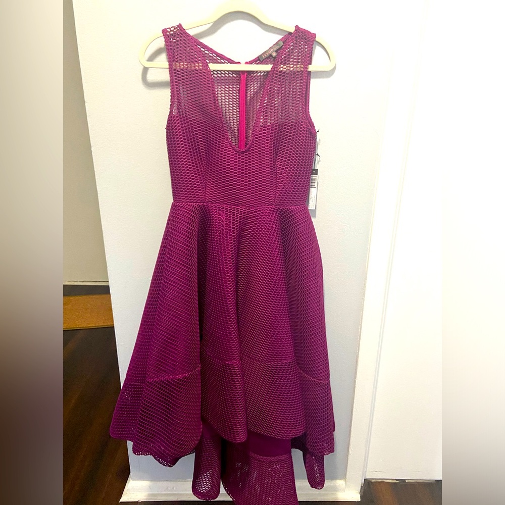 Issue New York Honeycomb Mesh A-line Hi-Low Dress